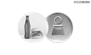 Button - Round 2- 1/4" Bottle Opener Back - Printed black on white or colored stock paper